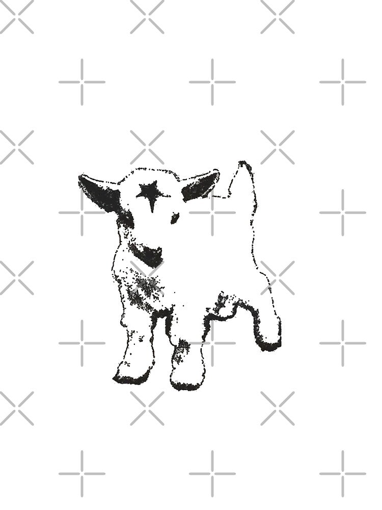 Y2K Gothic Lamb Star Face | Cute Weirdcore 90s Sheep Art by Gbriel3