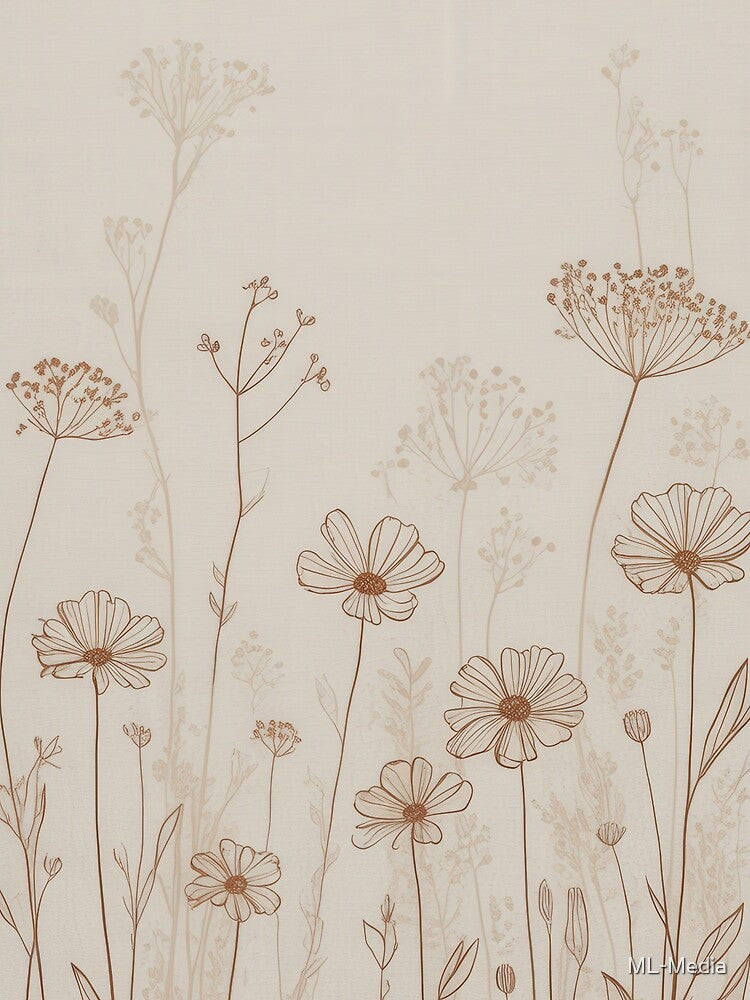 Elegant Sepia Wildflower Meadow Illustration. by ML-Media