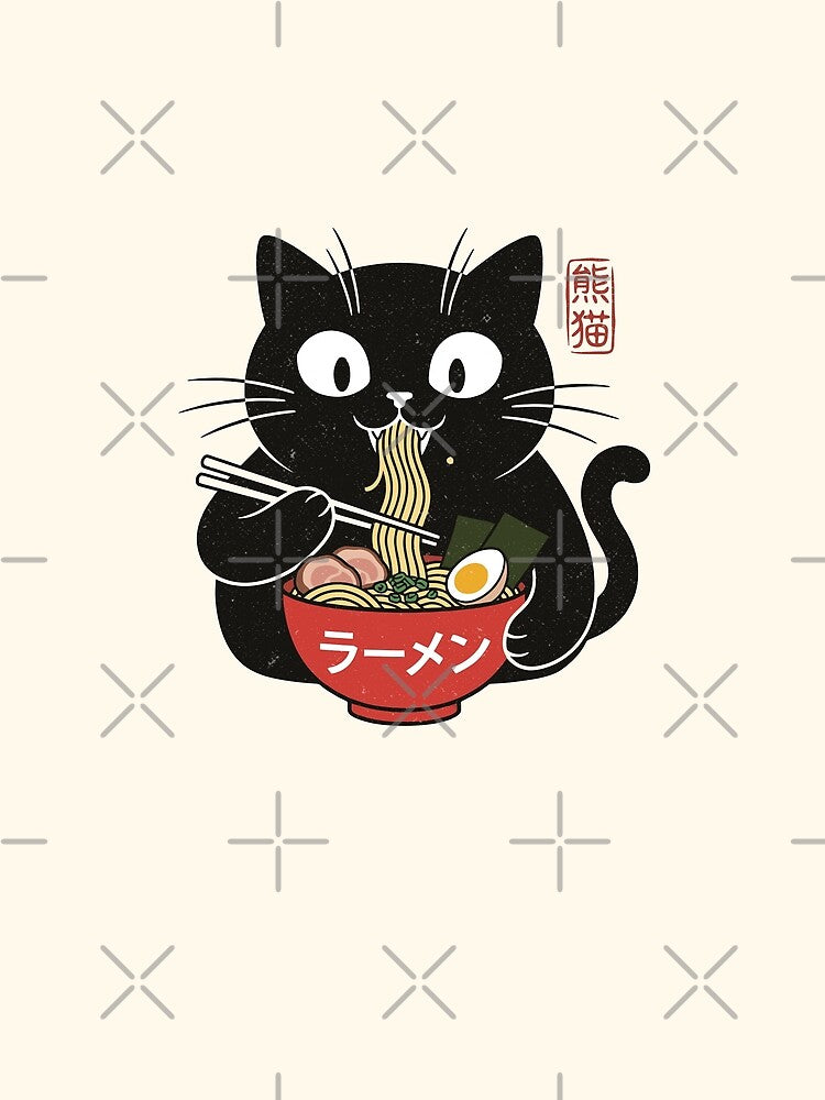 Black Cat Ramen Bowl Vintage Japanese Food by Y-Vibes