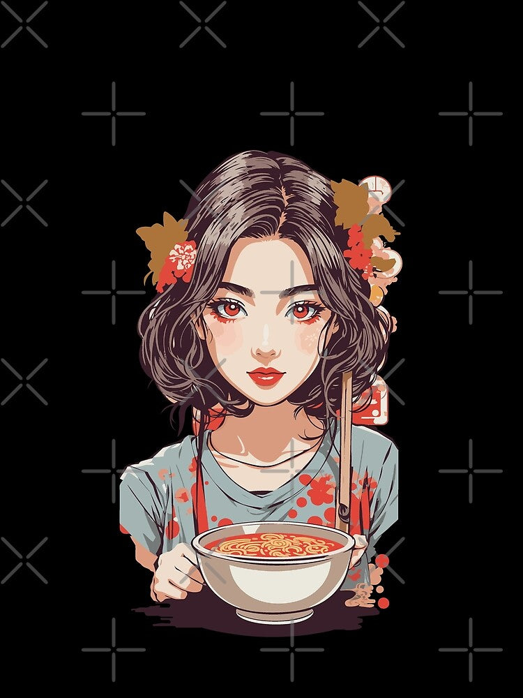 Retro Japan Ramen Popart Aesthetics Food Design by LuminOrb