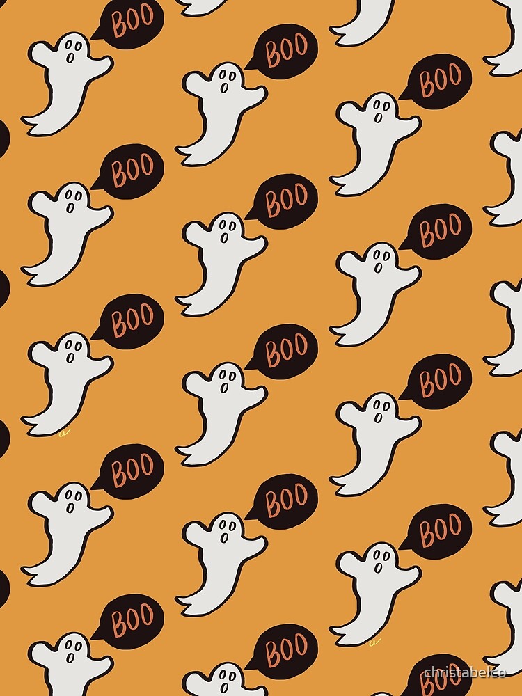 Spooky Halloween Ghost Says BOO Gouache Pattern by christabelco