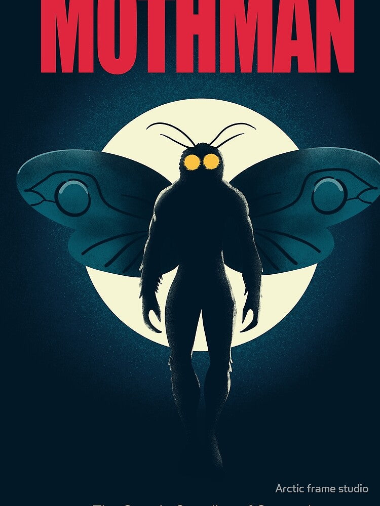 Vintage Retro Mothman Poster – Cryptid Legend Illustration by Arctic frame studio