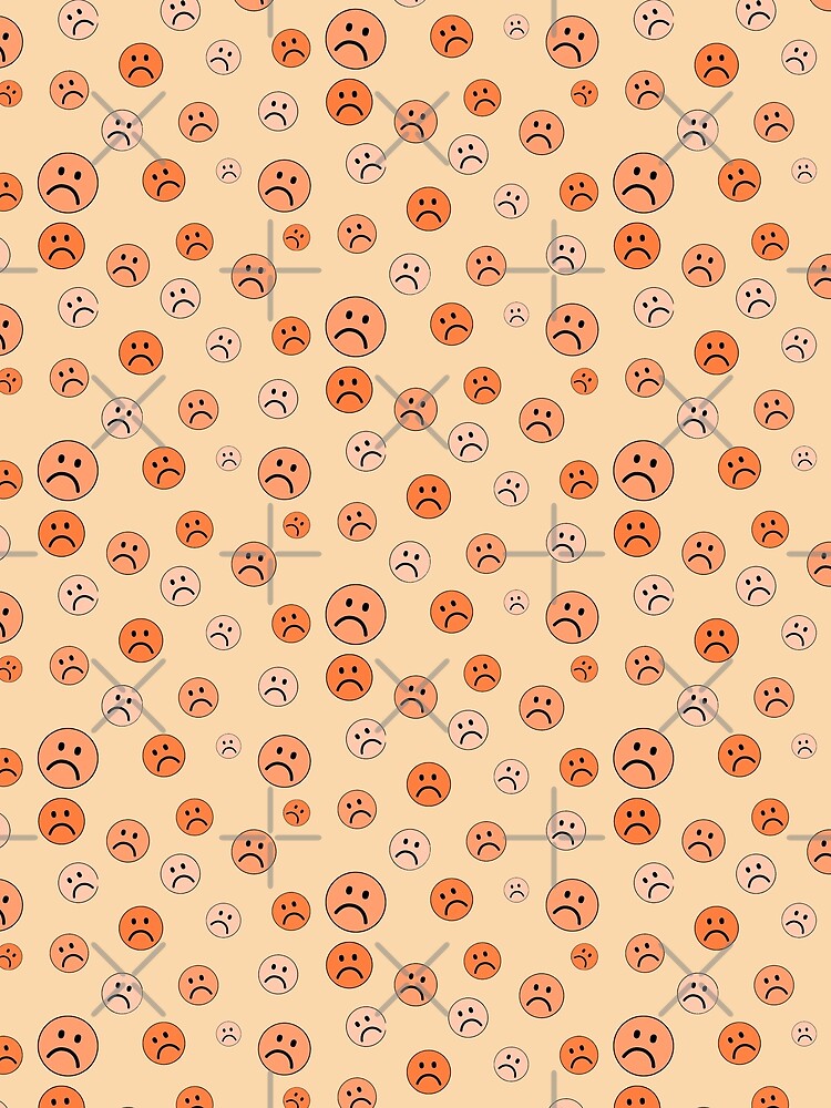 Minimalistic Sad Emoji Faces Pattern Set Orange Color by Barolina