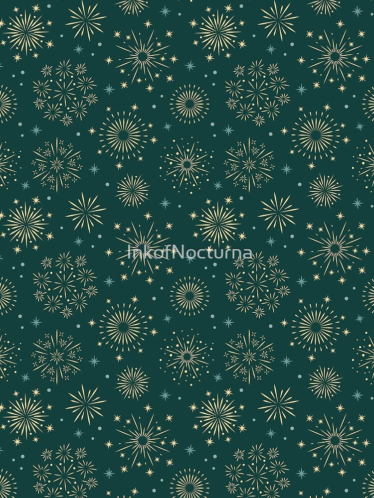 New Year's Eve: modern and abstract fireworks on petrol blue by InkofNocturna