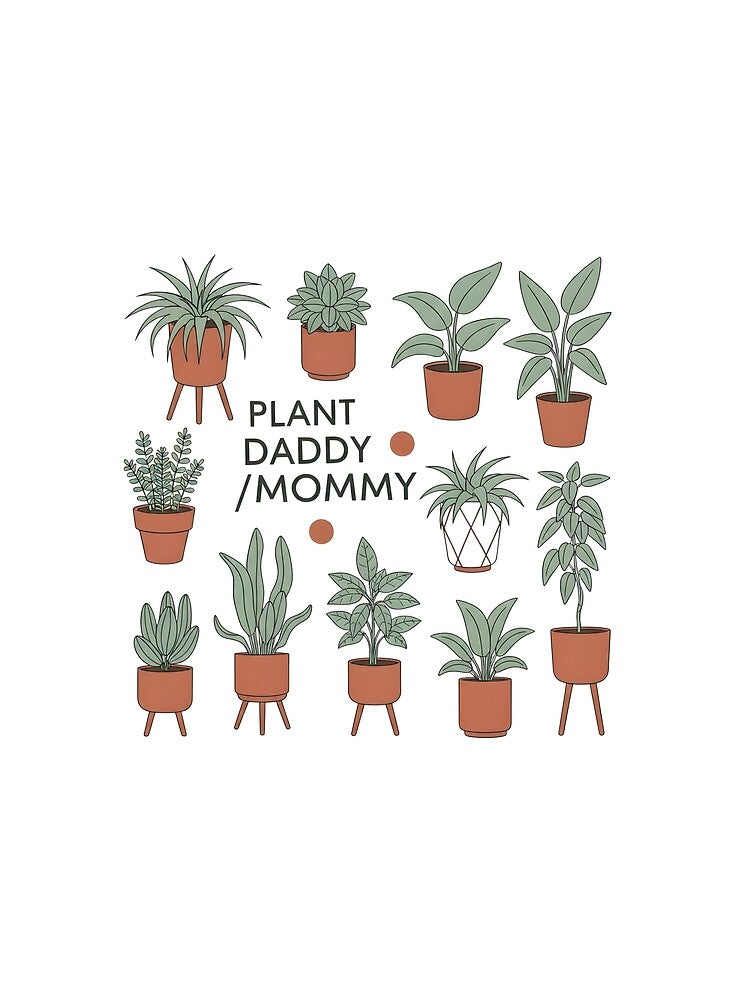 Plant Daddy & Mommy - Cute Potted Houseplants Sticker Pack by Latikshop