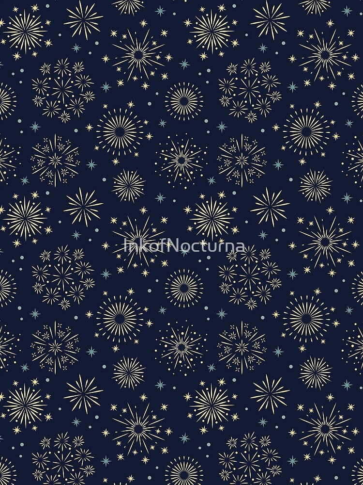 New Year's Eve modern and abstract fireworks, dark blue by InkofNocturna