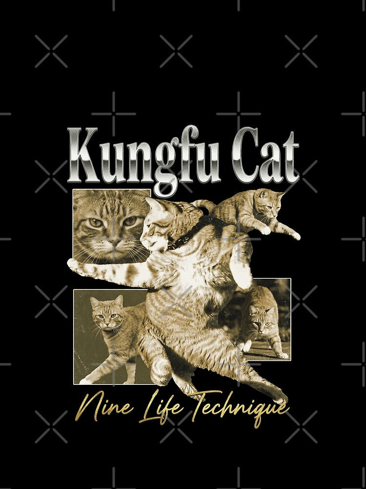 Kung Fu Cat Nine Life Technique Retro 90s Style Funny Meme Cat by Bongocomic