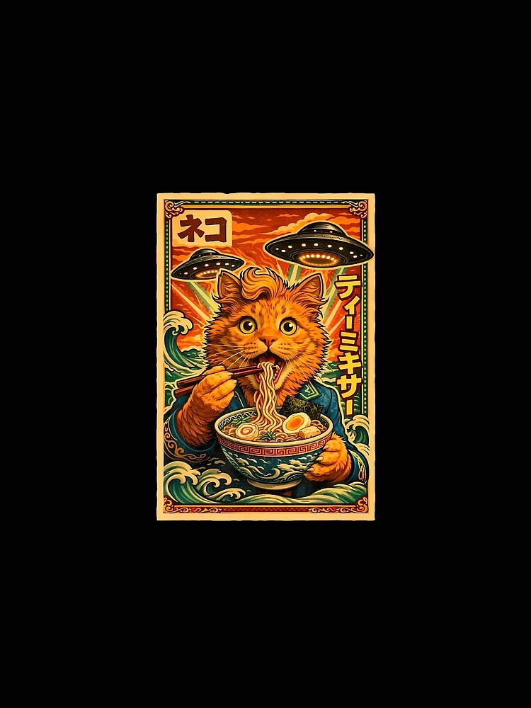UFO Ramen Cat Vintage Meme by Trungles-tee