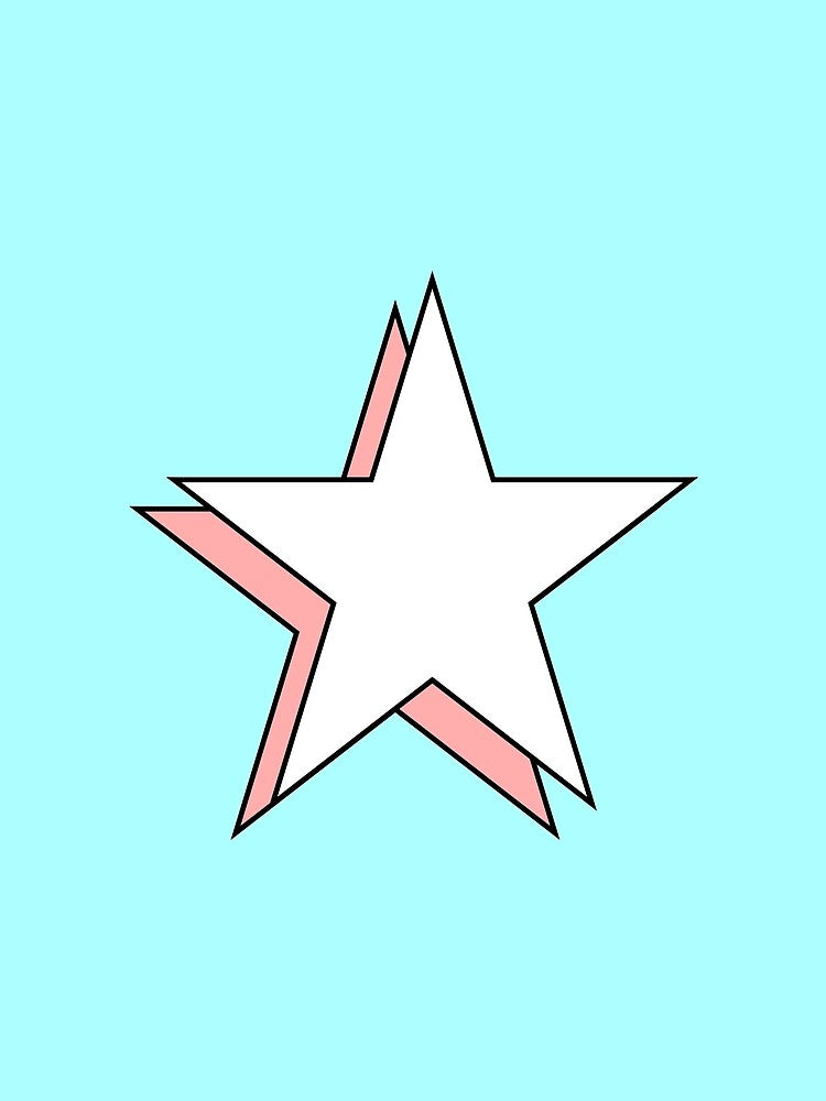 Pastel Pink White Minimalist Y2K Aesthetic Offset Shadow Star by Aesthetic Crew