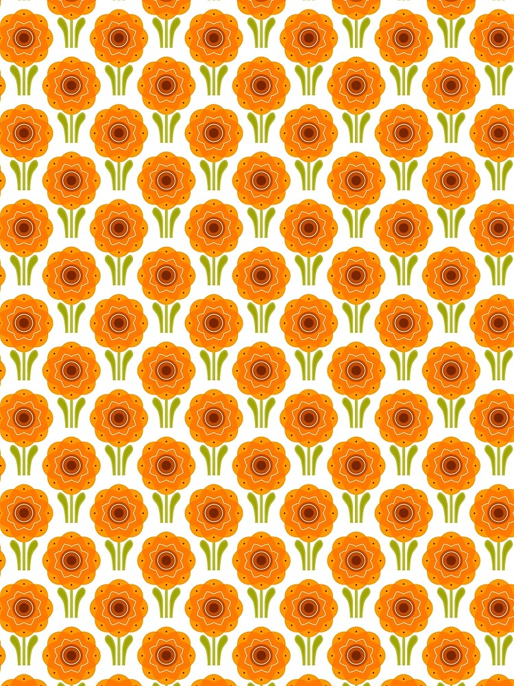 Retro Orange Flower Power Pattern Throw Pillow by FestivityFinds
