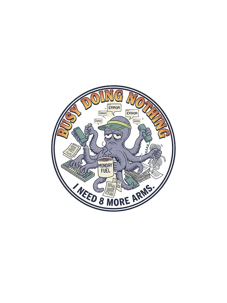 Busy Doing Nothing Octopus – Funny Multi-tasking Error 90s Vintage Graphic by FakeJoo