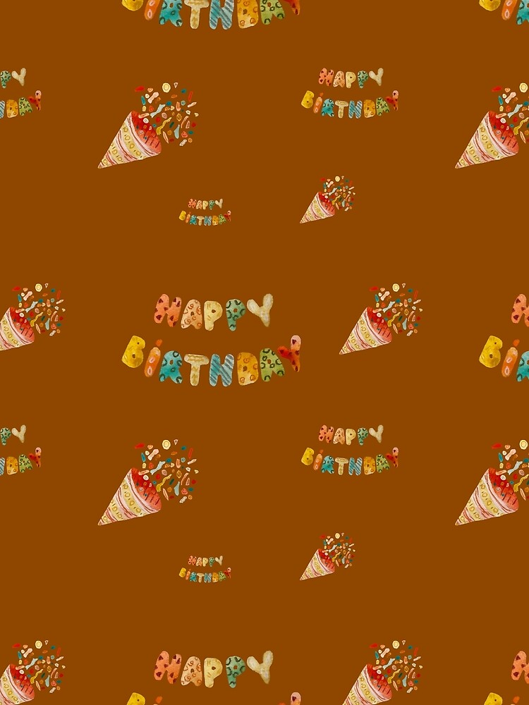 Happy birthday cute colorful pattern a watercolor ocher by Yana Mustafina | Boho Soulful Designs