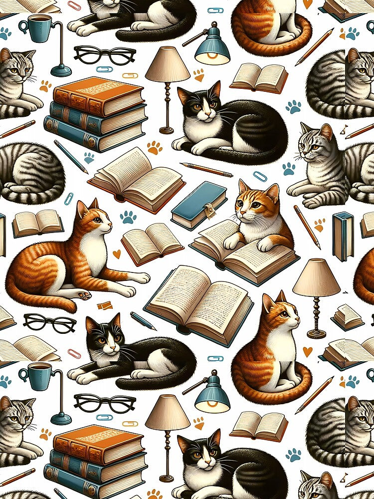 Books & Cats Pattern by NeatSplash