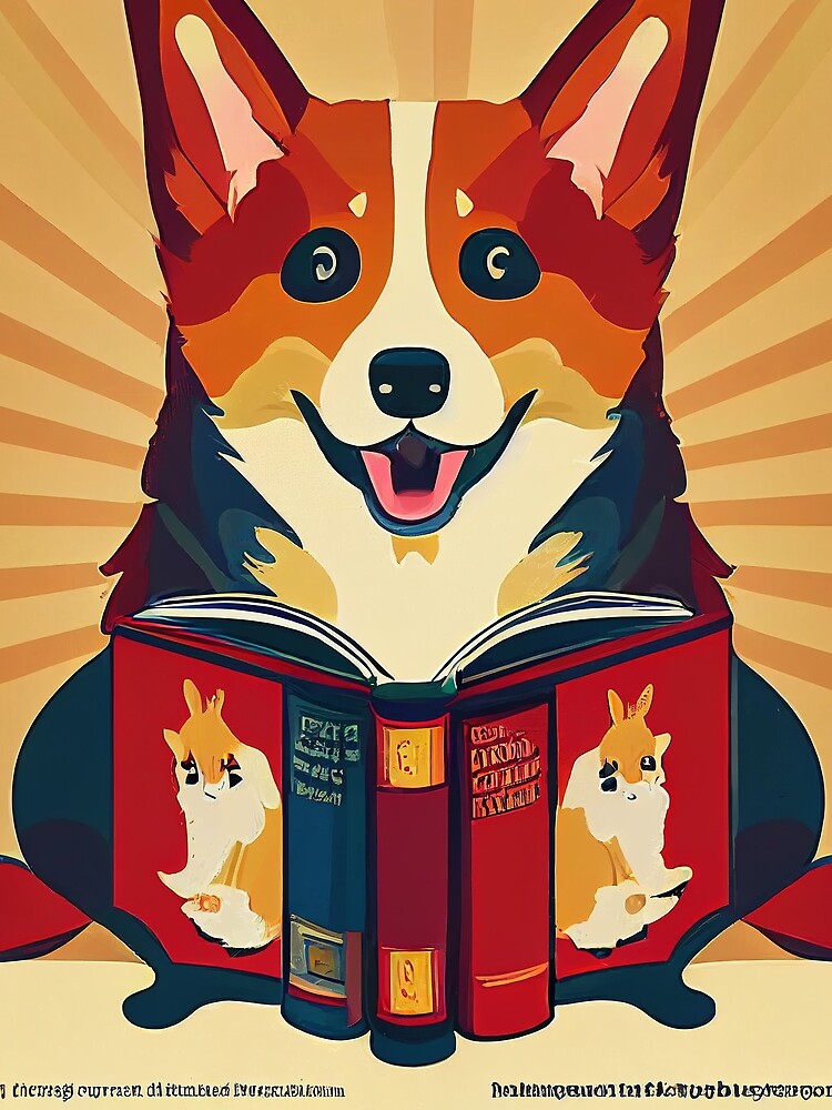 Corgi in a library by Aliveforfun
