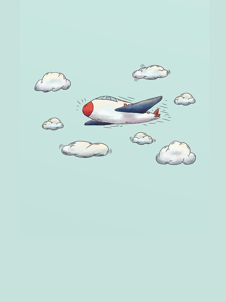 Airplane and Clouds Hand Drawn by della95