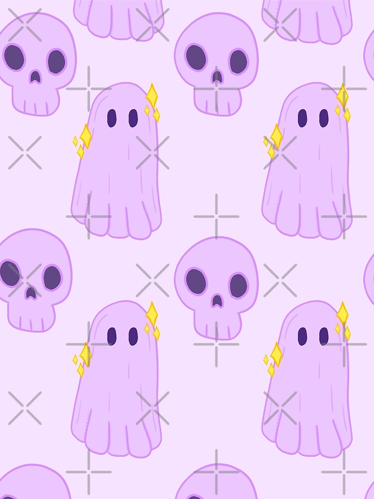 Cute Purple Ghost and Skull pattern by KaitLouise