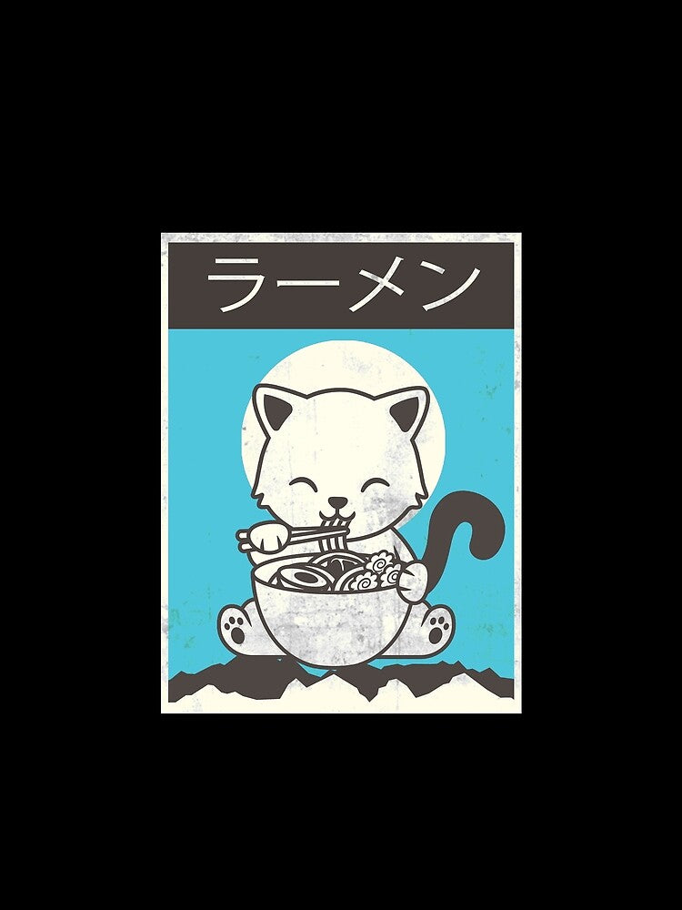 Kawaii Cat Ramen Noodle Cute Cat Vintage Retro Japanese by aubb7
