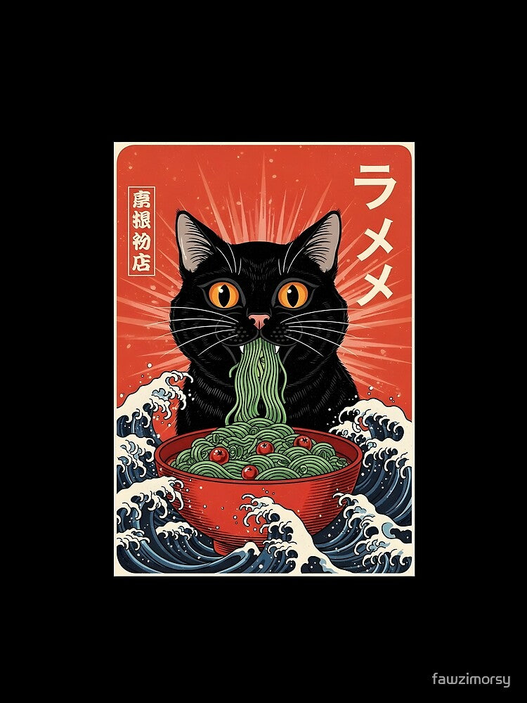 Black Cat Ramen – Japanese Wave Style Noodle Art by fawzimorsy