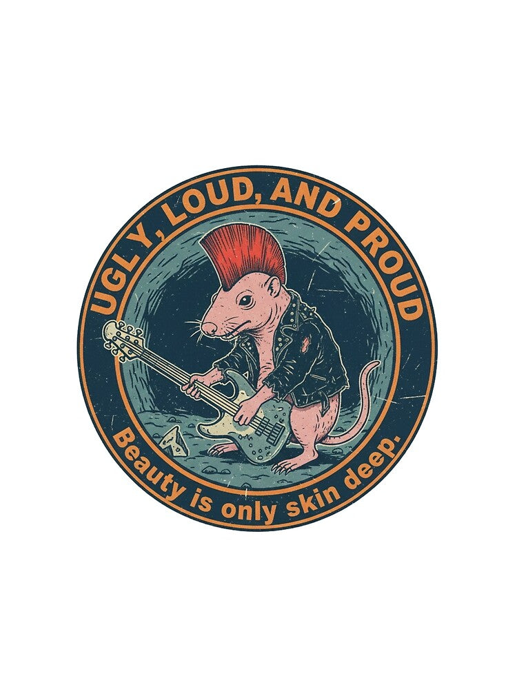 Ugly Loud Proud Punk Rat – Funny Rock Music Bassist 90s Vintage Graphic by FakeJoo