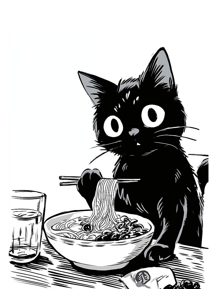 The Noodle Loving Kitty by Retro Type