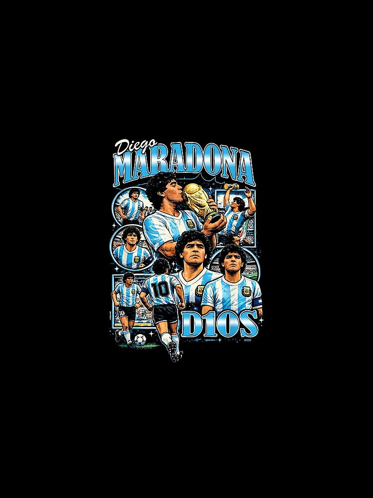Diego Maradona 90s Vintage Bootleg Style Football Soccer Art by PaulTSchafer