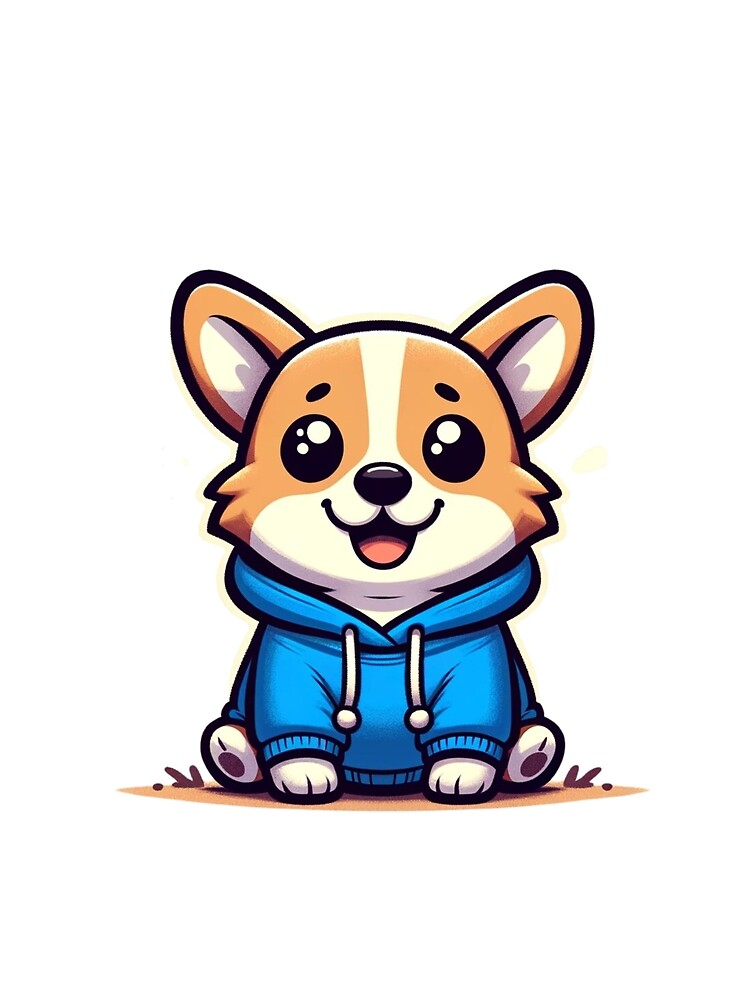 Cute Corgi in a Blue Hoodie by CharmStudio
