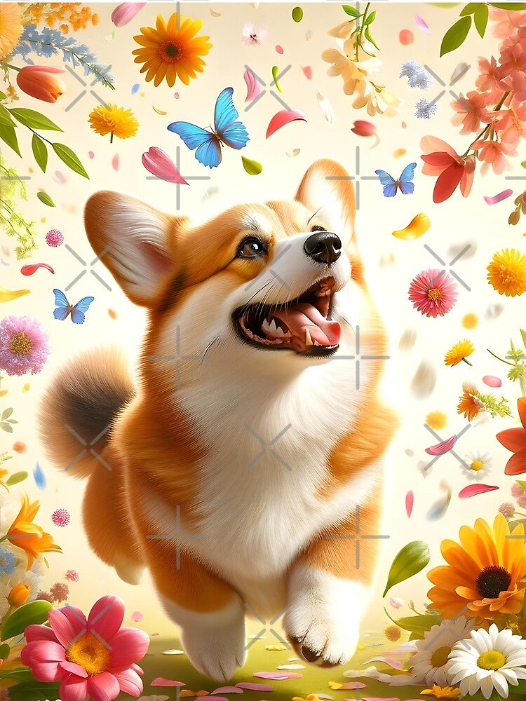 Corgi's Cozy Spring Favorites by digiscapeart