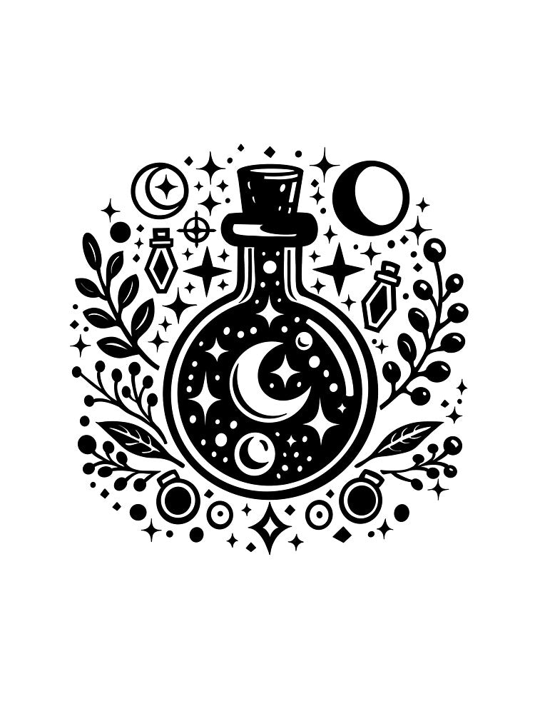 Celestial Potion Bottle: Moonlit Magic by lavavamp
