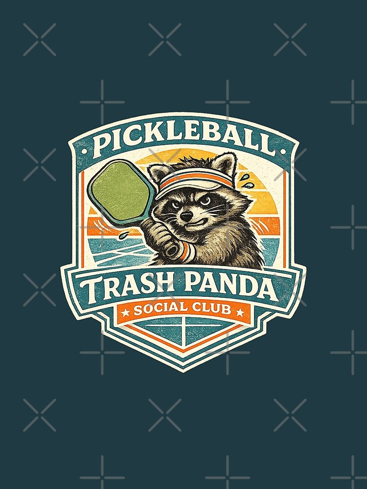 Pickleball Trash Panda Social Club Retro Court Humor Graphic by Bratak