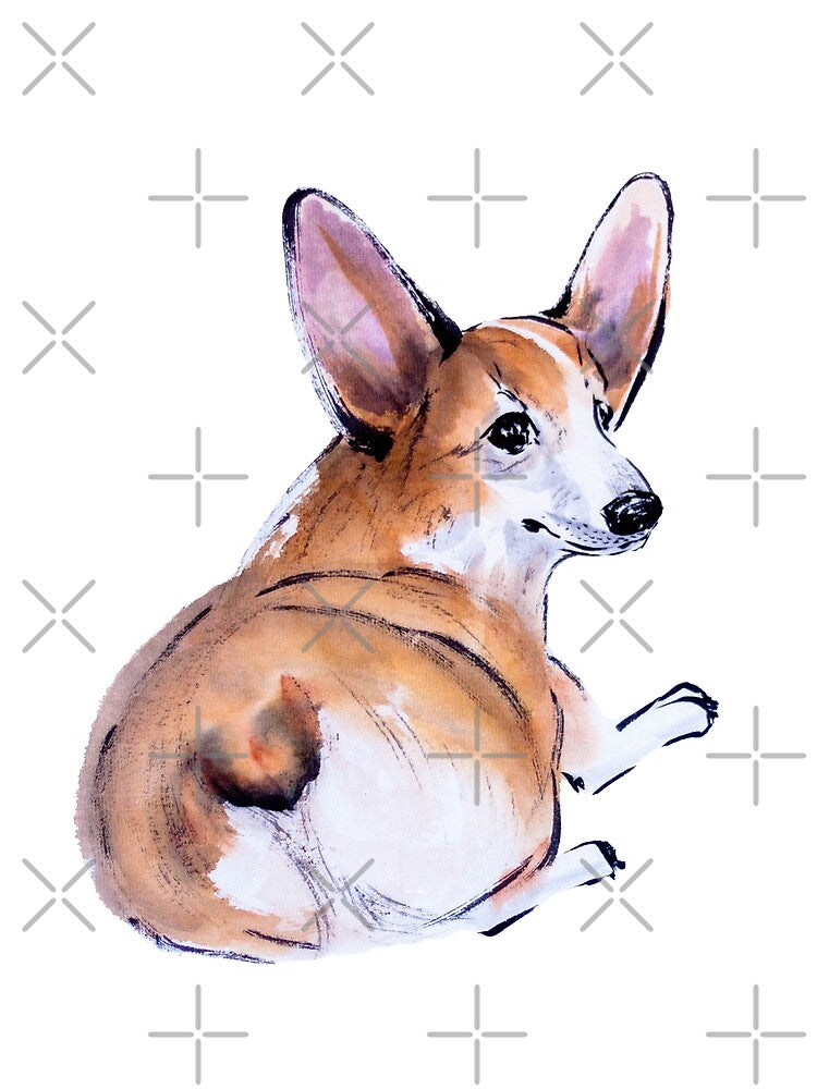 Corgi butt sumie and watercolor painting by ladyshekk