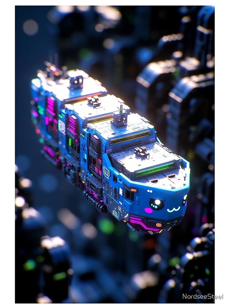 Cyberpunk Kawaii Cargo Ship – Neon Night Cruiser by NordseeSteel