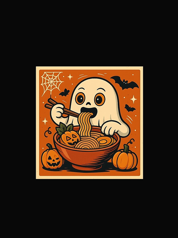 Vintage Anime Ghost Eating Ramen Noodles Japanese Halloween by cawtoon