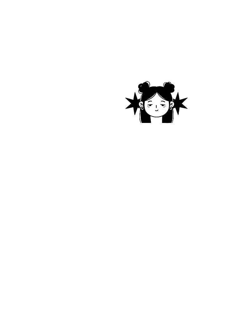 Minimalist Y2K Star Girl with Space Buns Line Art by BitDoodle