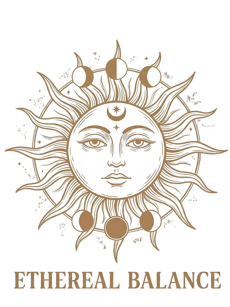 Ethereal Balance Sun and Moon - Celestial Mystic Gold Astrology Art by RectifyFashions