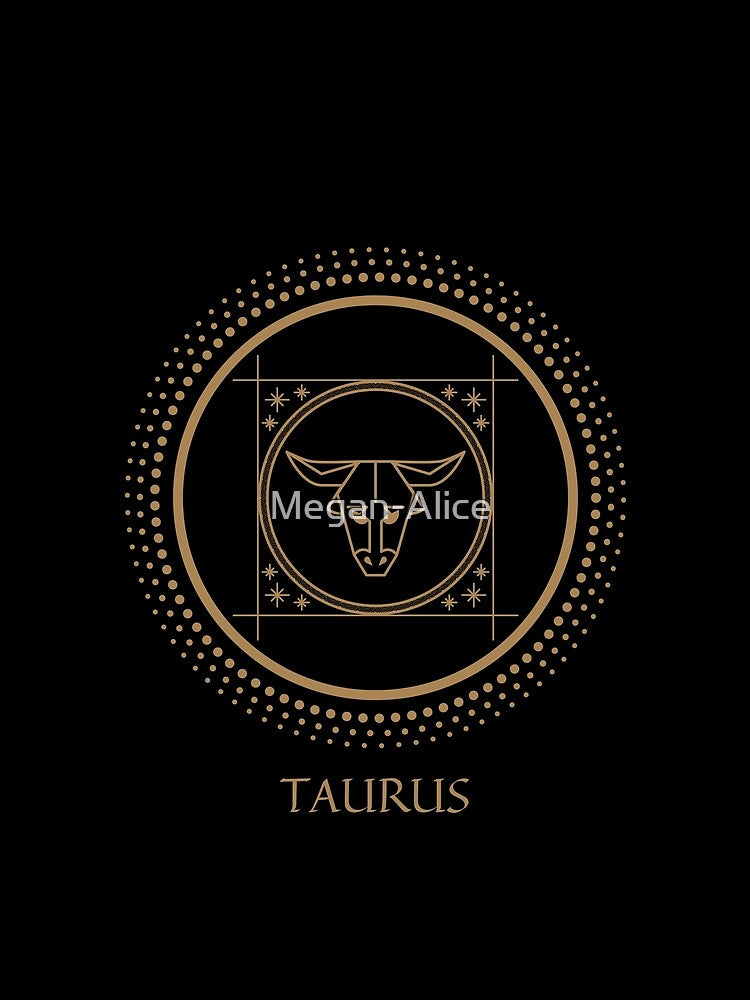 Taurus Zodiac Symbol Black and Gold Art Print by Megan-Alice