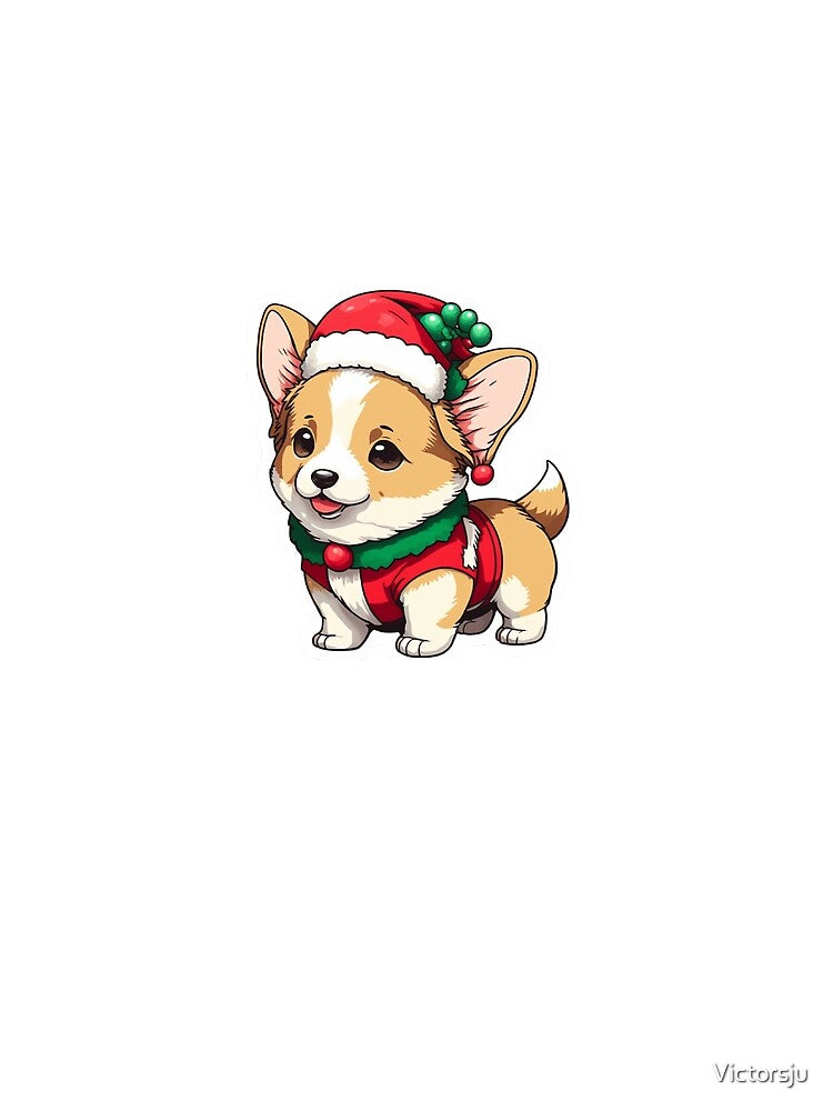 Cute baby corgi with santa claus outfit by Victorsju