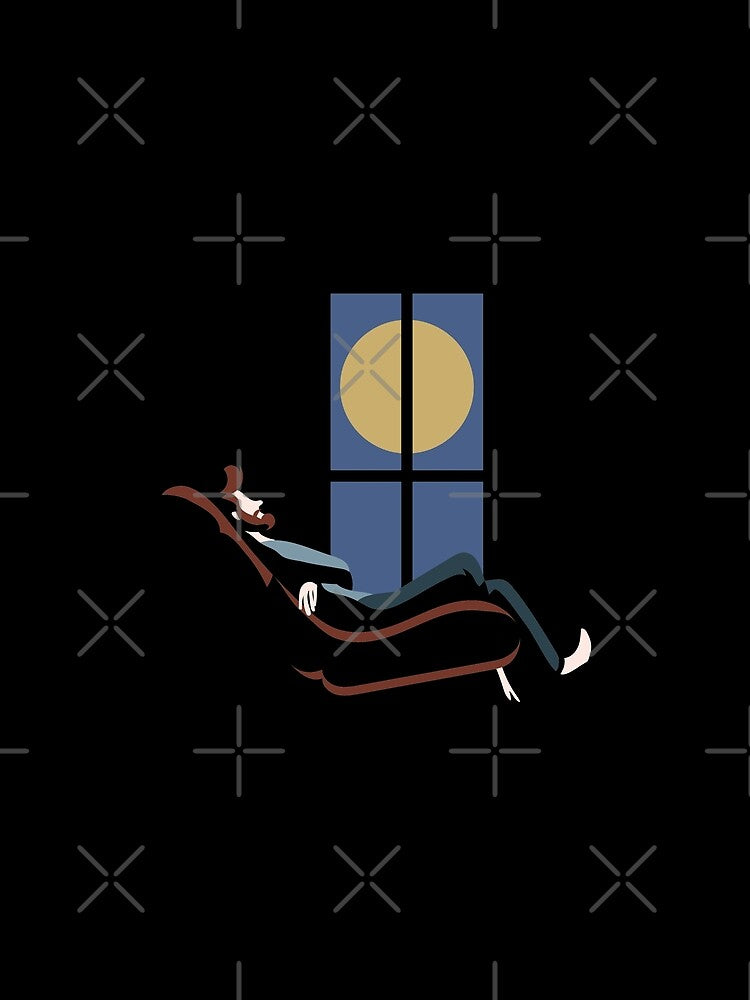 Emotionally Tired Man Lying Down Staring At Moon Depression And Anxiety - Hold On Let Me Overthink This by crazycollective