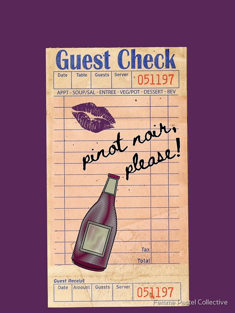 Pinot Noir Y2k Pink Guest Check Print by Femme Pastel Collective