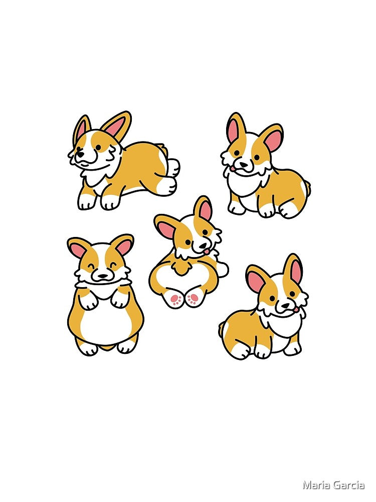 Cute Corgi Dogs by Maria Garcia