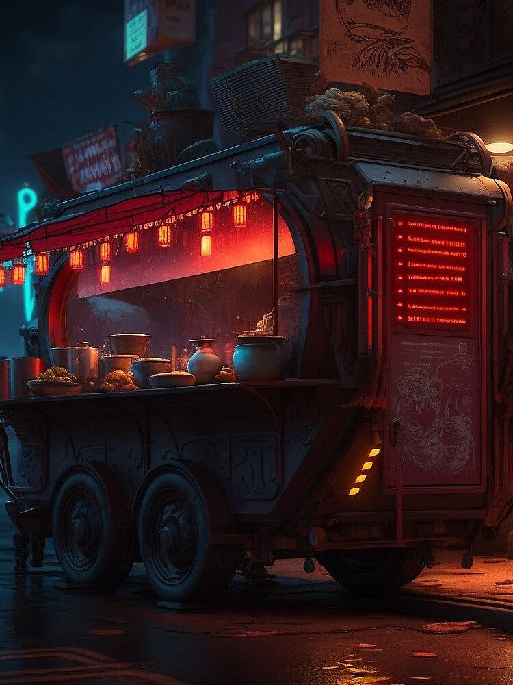 Noodle Stall - Cyberpunk Cityscapes by ArkMinted