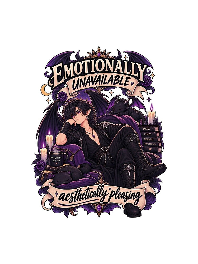Emotionally Unavailable Aesthetically Pleasing – Funny Dark Romantasy Chibi by JPCuteDesign