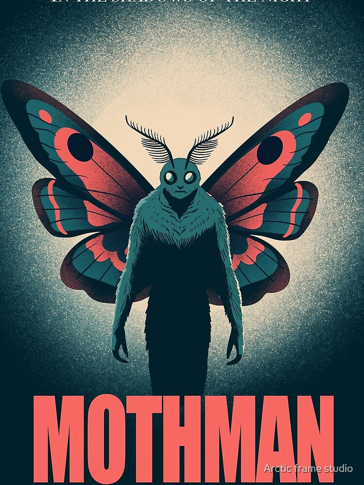 Mothman Poster Cryptid Legend Illustration by Arctic frame studio