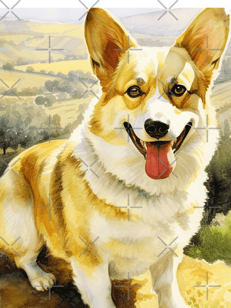 Watercolor Pembroke Welsh Corgi Illustration by TheAnimalZ00