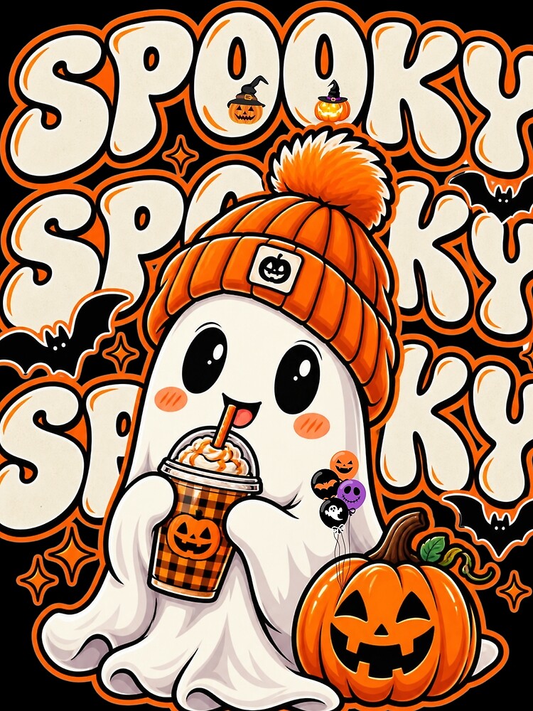 Spooky Season Cute Ghost Pumpkin Spice Halloween Design 2026 by PixcelForge