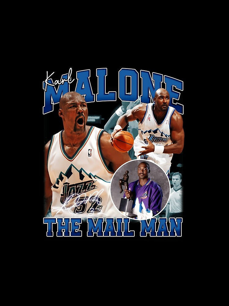 Vintage KARL MALONE The Mail Man Basketball Legend Signature Retro 80s 90s Bootleg Rap Style by fitalaa