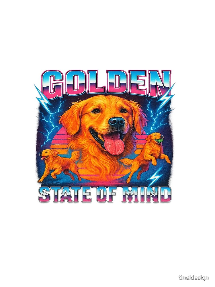 Retro 90s Golden Retriever Bootleg Style by tineldesign