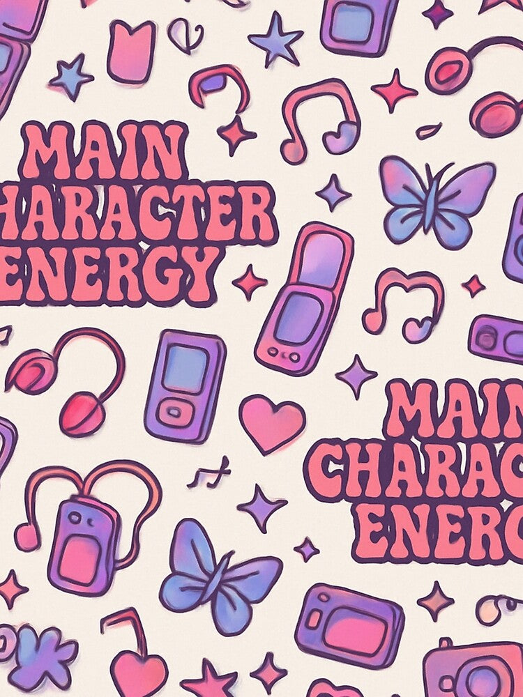 Main Character Energy Repeating Pattern Y2K Aesthetic Design by Designeerguy
