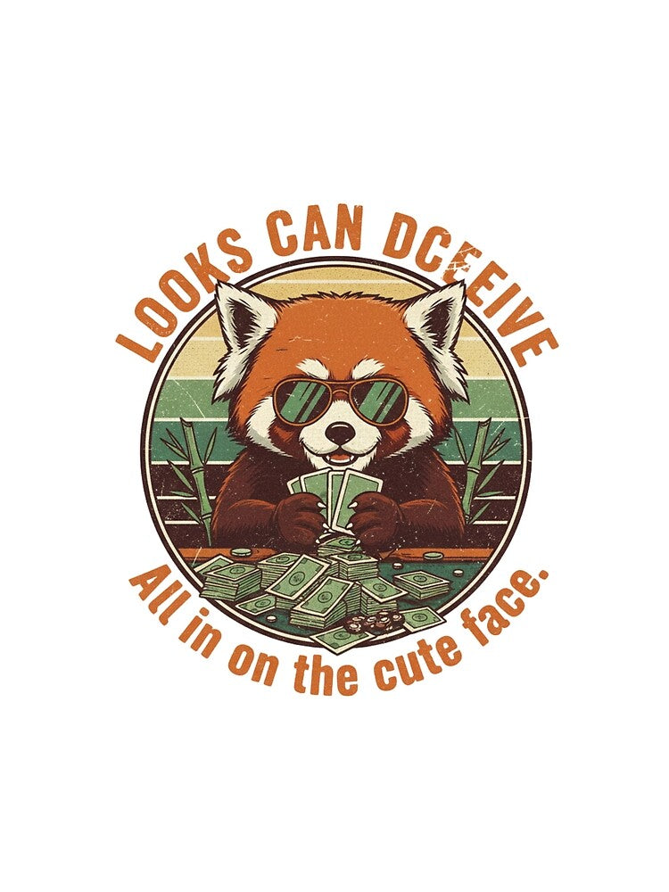 Funny Red Panda Gambler – Looks Can Deceive Retro 90s Vintage Art by FakeJoo