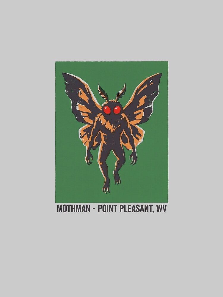 Mothman Point Pleasant WV Vintage Linocut Cryptid Poster by KiwiRider