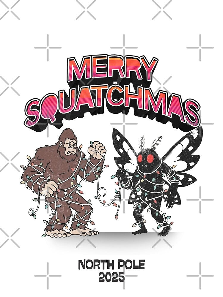 Merry Squatchmas Retro Cryptid Christmas by WHITE FLAME PRINTS